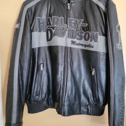 Harley Davidson Mens PRESTIGE Back In BLACK LEATHER Jacket Large