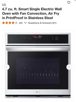 LG 4.7 cu. ft. Smart Single Electric Wall Oven with Fan Convection, Air Fry in PrintProof in Stainless Steel