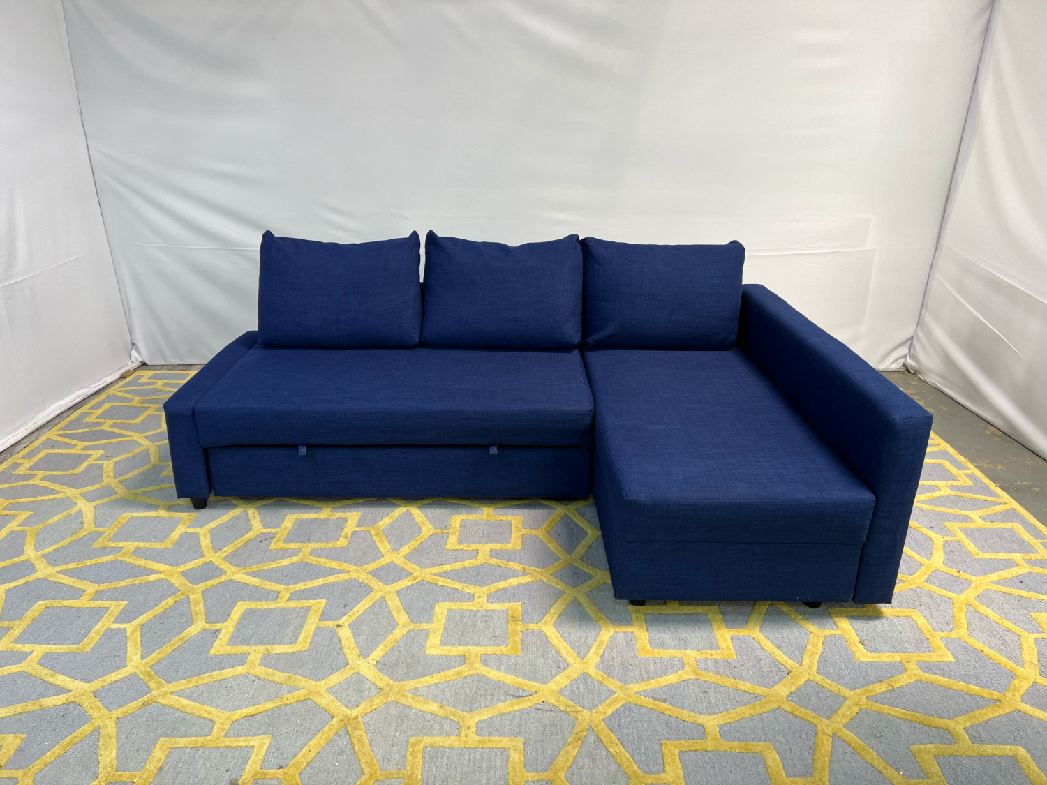 ( Delivery Available ) Ikea Friheten Dark Blue Sectional Couch Sleeper Storage
