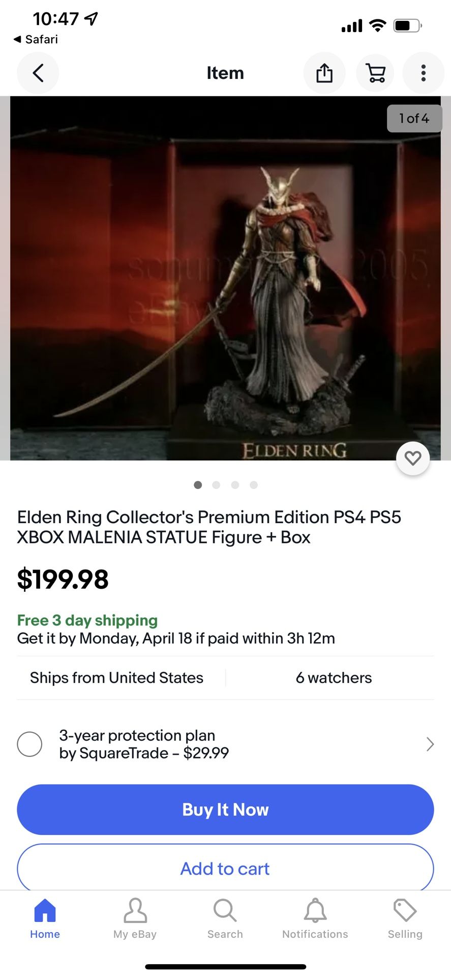 Elden Ring Collector's Premium Edition PS4 PS5 XBOX MALENIA STATUE Figure +  BOX