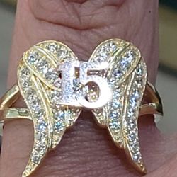 Solid 14k Gold Angel Wings Quinceanera 15 Amos Romg