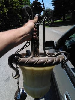 Wrought iron hanging light fixture