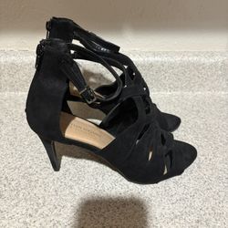 Christian Siriano Black Strappy Heels – Size 10W