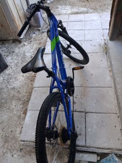 Blue Mountain Bike with Green Accents