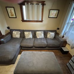 Grey Couch With Chaise And Ottoman