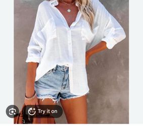 White Button-Down Linen Blend Shirt