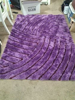 Purple Shag Area Rug with Wavy Pattern