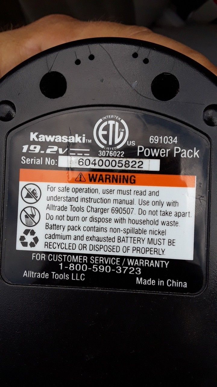 Kawasaki 19.2 v battery charger online 690507