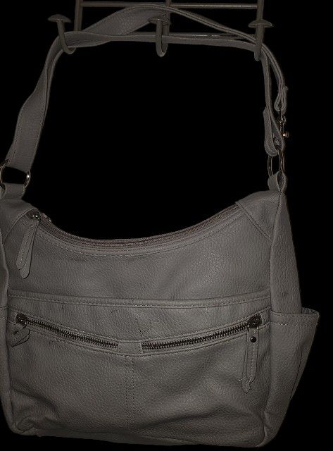 Front Zip Gray Hobo Bag