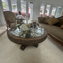 Victorian Coffee Table - Glass And Wood