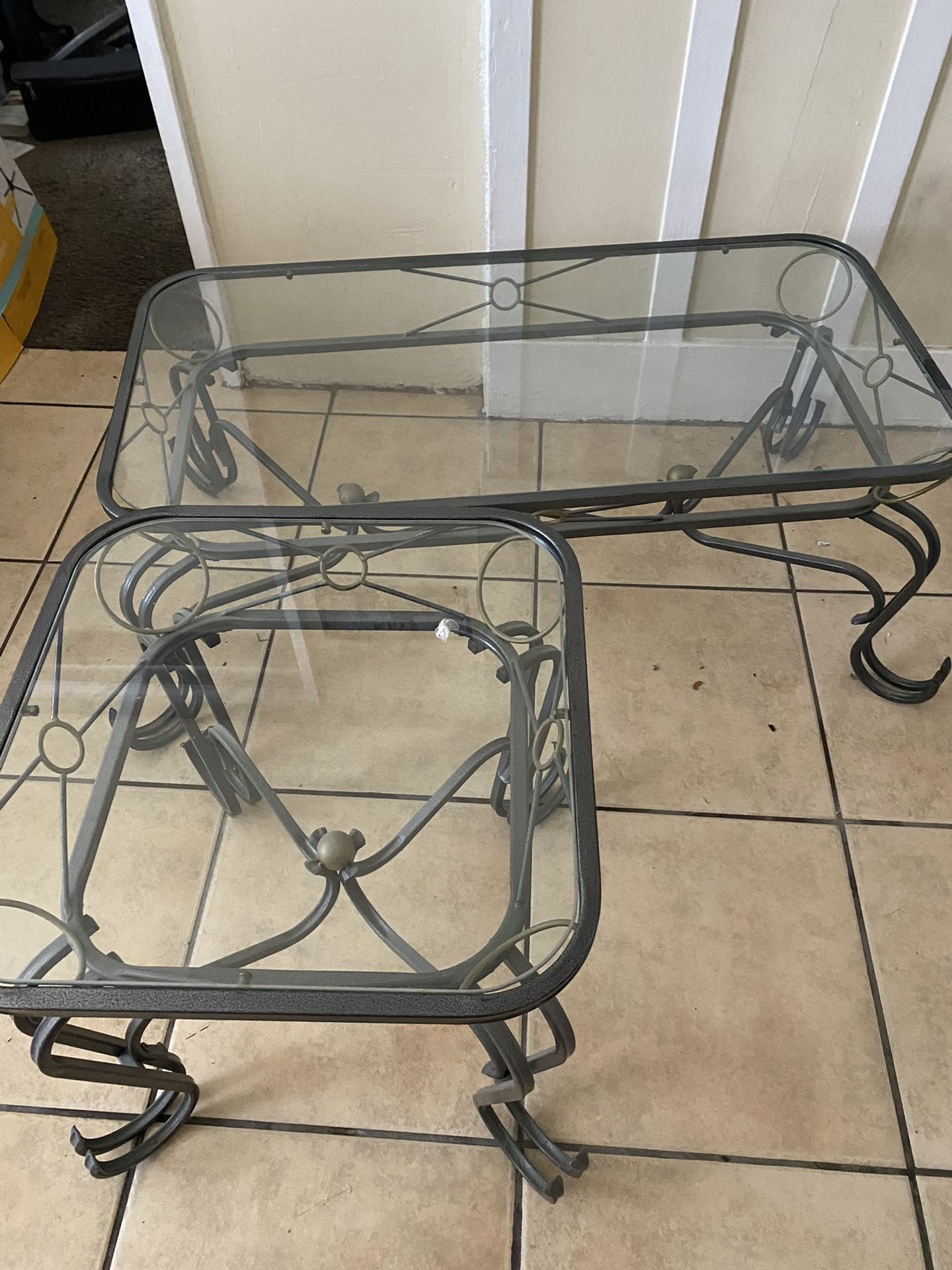 Glass Coffee Table And Set Of Two End Tables