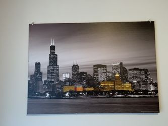 Frameless Chicago skyline Wall Art