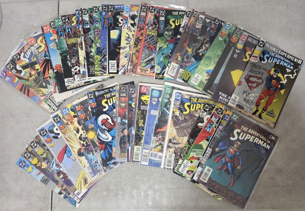 56 The Adventures of Superman Comic Book Lot - NO Duplicates - Ranges from #424 to #590