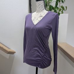 LUCY Activewear Ruched Faux Wrap Top - Purple, XS