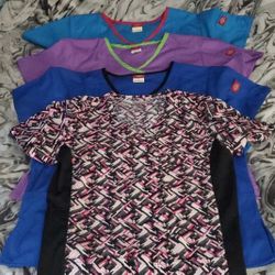 4 Small Scrub Tops 