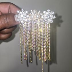 Rhinestone Chain Fringe Hair Clip