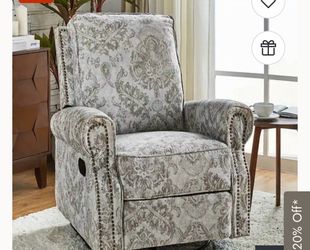 Roderich Farmhouse Floral Print Swivel Rocker Recliner with Rolled Arms - BEIGE
