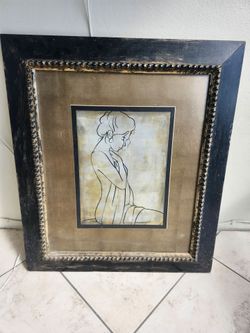 28 in wide by 30 in tall Wood framed with glass wall art - $2.00