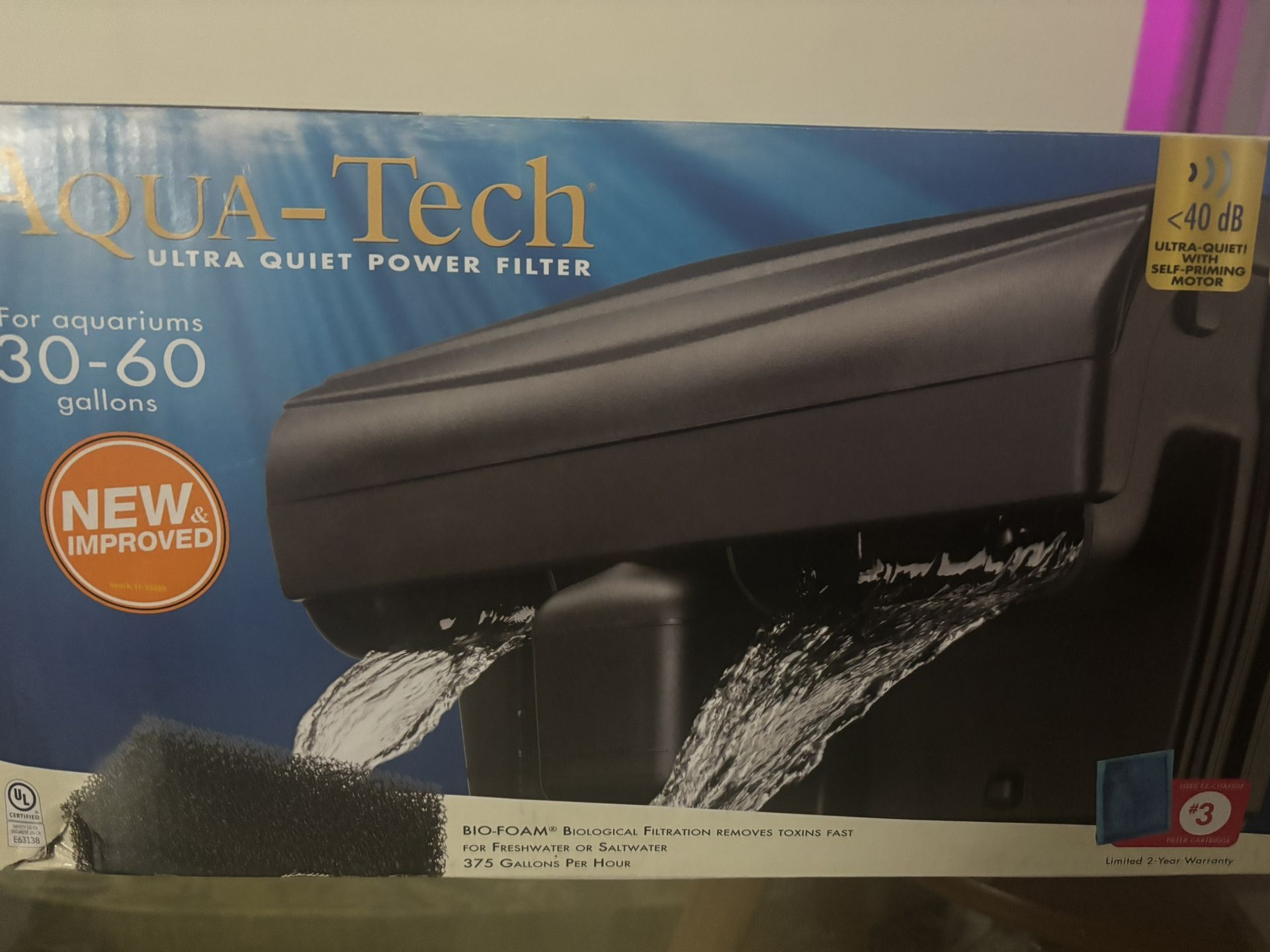 Aqua TechUltra Quiet Power Filter & Extra a Box of Replacement Filters