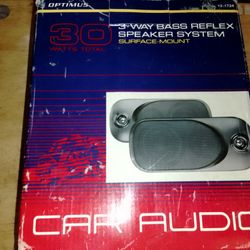 Brand New Optimus 3-Ways Bass Reflex Speaker System Surface - Mount 15 Watts RMS Power 30 Watts Max Power Each Speaker 