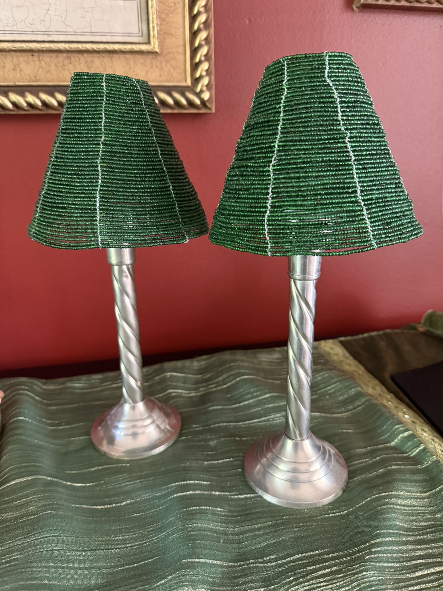 Candlesticks With Beaded Shades