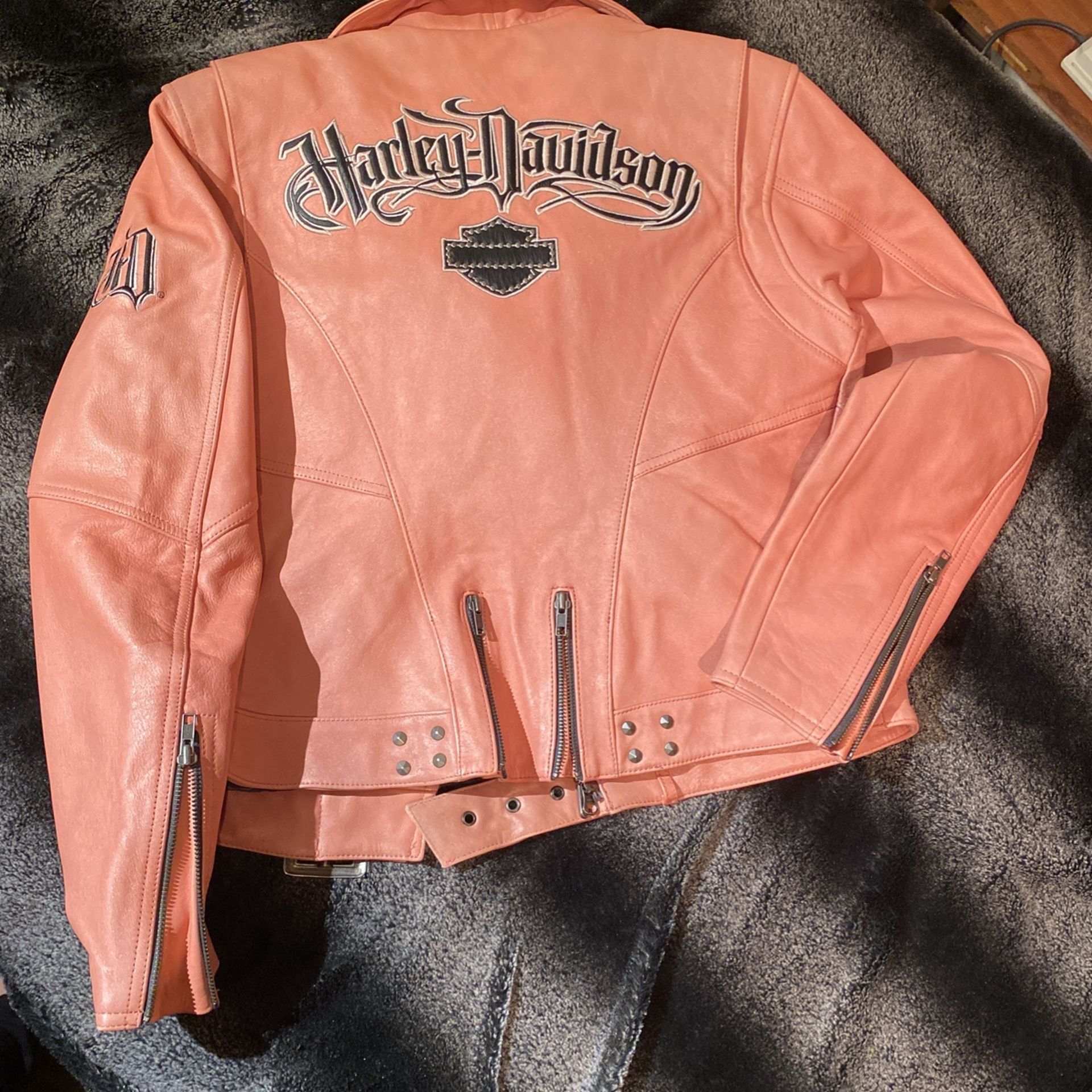 Harley Davidson Pink Leather Jacket Size L