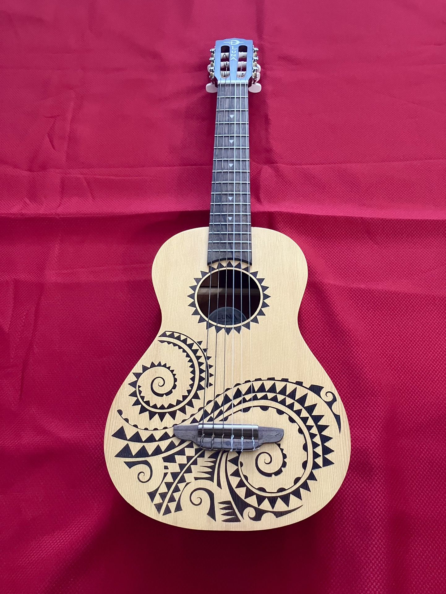 Luna Guitar Tattoo Concert Ukulele Mahogany Guitar Like New With Case