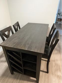 2.5x5ft Wooden Table WITH chairs