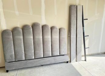 Grey velvet king sized bed frame