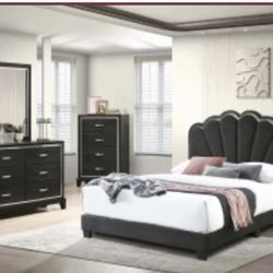 4- Pc Bedroom set Dresser,Mirror Nightstand (1) Queen size bed frame Not including Mattress and Box Sp