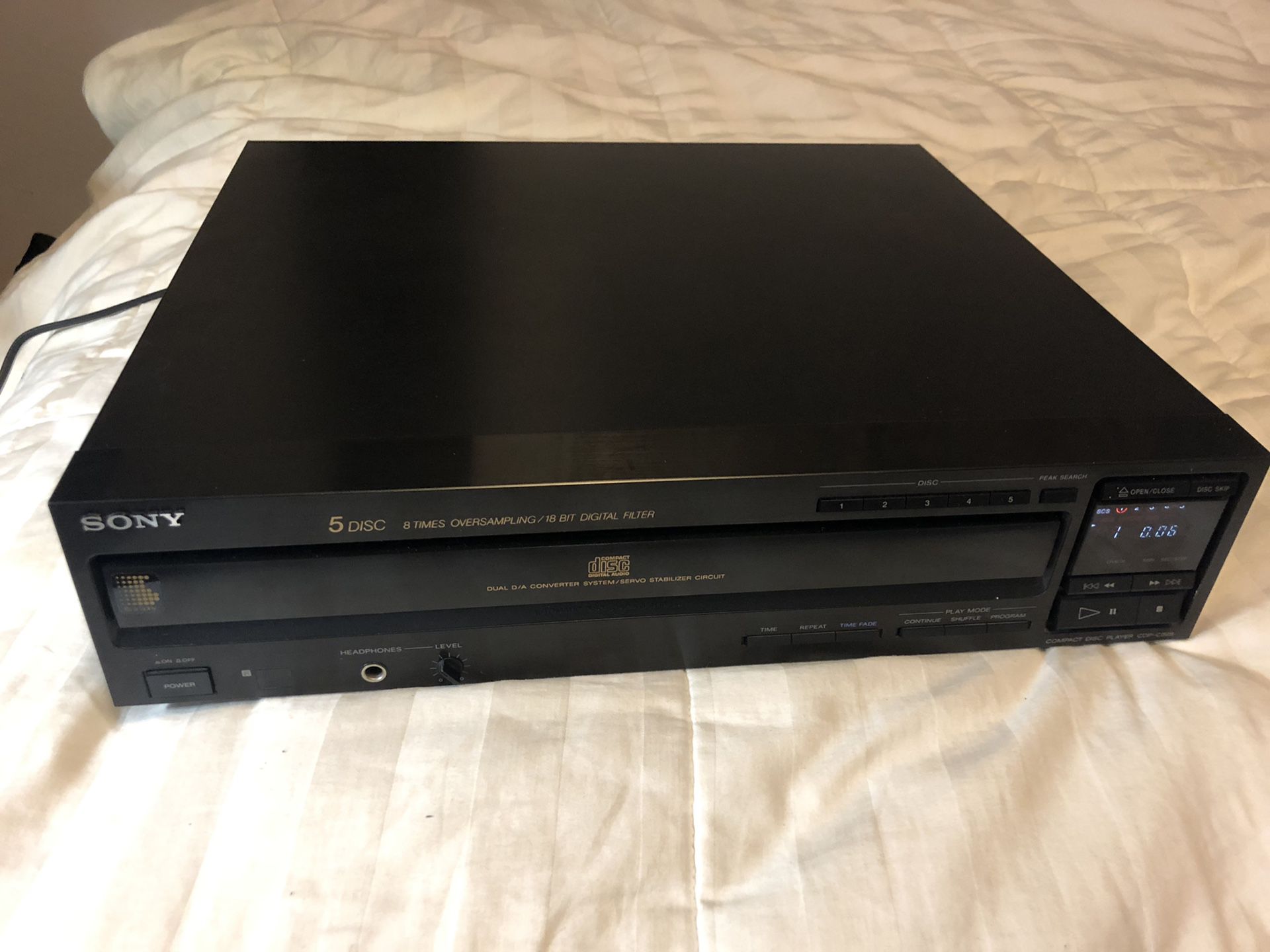 Sony CDP-C505 CD Player - Disc CD Changer - 18 Bit Filter - Tested & Working