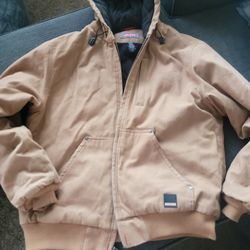 Thrashed Craftsman Duck Canvas Hooded Jacket Adult M  Brown Lined Workwear