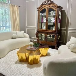 Bonita Ivory Boucle Living Room Set,Sofa And Loveseat/ Mega Sale