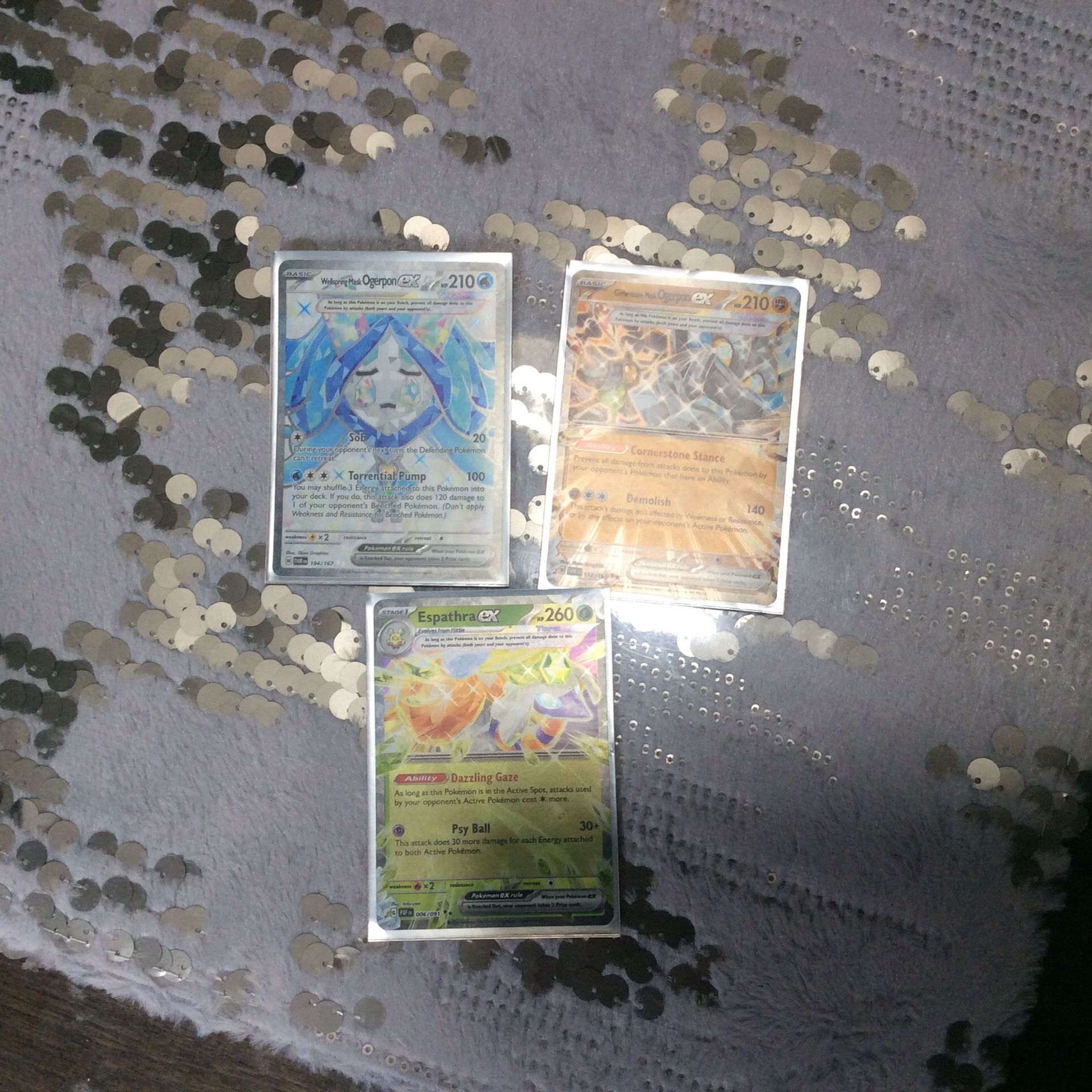 3 Pokemon Ultra Rare EX Cards - Grisham Full Art + Espathra EX And Garganacl EX