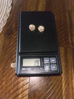 2 sets of nugget earrings 10k and 14k w stones