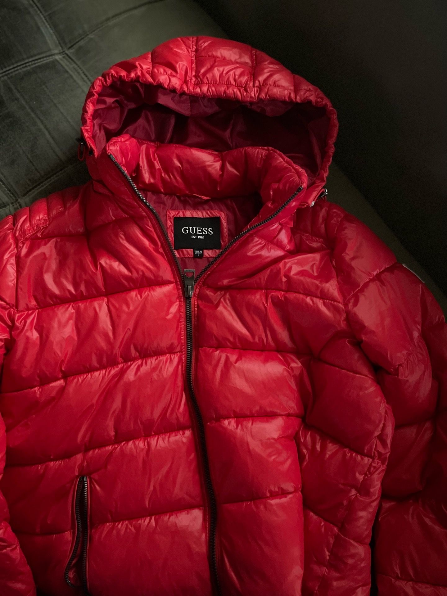 GUESS Men's Solid Hooded Puffer Jacket