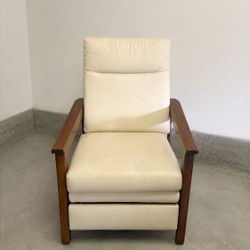 Genuine Leather & Solid Wood Recliner, Pickup Only 