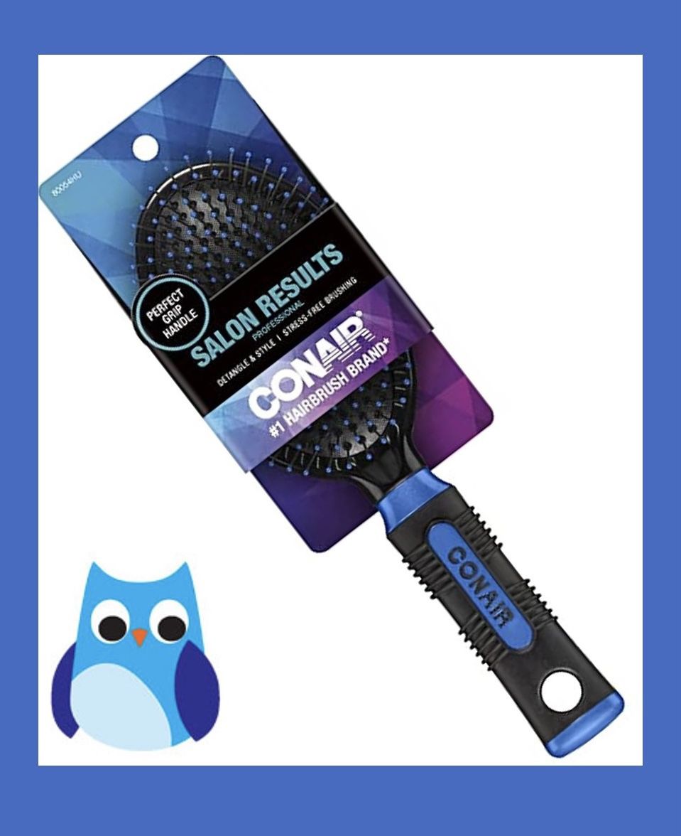 New Conair Pro Hair Brush with Wire Bristle, Cushion Base - Dark Blue