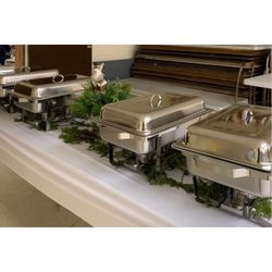 Set Of 4 10 Quart Stainless Steel Chafing Dish Food Warmer Chafer Buffet Tray
