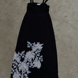 Long Dark Brown Y2K Floral Dress