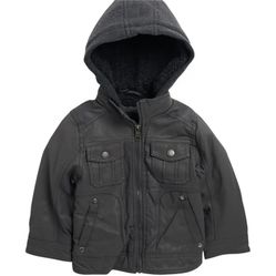 Levi Textured Faux Leather Hooded Jacket URBAN REPUBLIC 3T