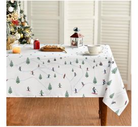 Winter Ski Scene Rectangular Tablecloth
