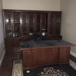 Office Desk And Hutch - Solid Wood 