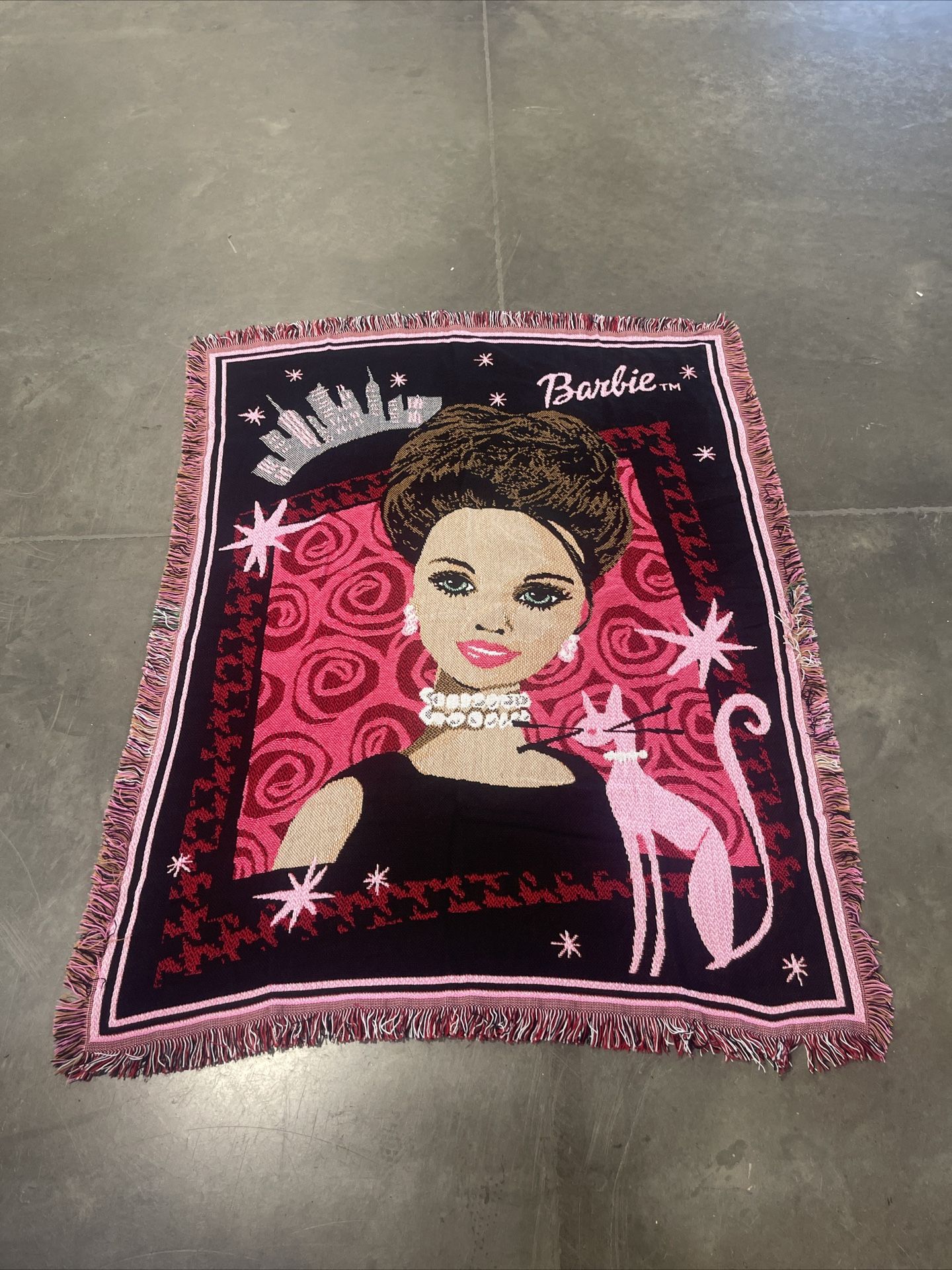 Vintage Barbie in the City Tapestry Throw Blanket 44"x55" Northwest