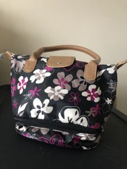 Floral mini lunch bag tote zip close travel