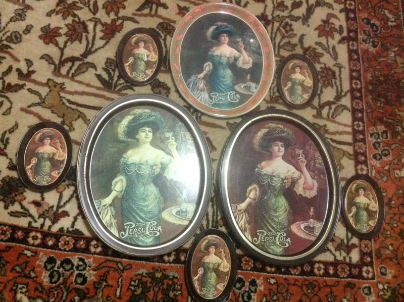 Lot of 8 Vintage Pepsi Cola Serving Trays