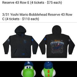 Dodgers vs Guardians 3/30 or 3/31 (Back To Back Championship Hoodie or Yoshi Bobblehead)