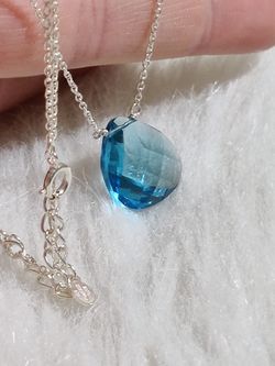 Sterling Silver Necklace With Gorgeous Blue Topaz