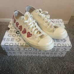 Converse X Comme Des Garcons Sneakers Mens 10 Womens 12 CDG Low Top Multi Hearts