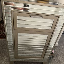 Mirrored Accent Table with cabinet and drawer